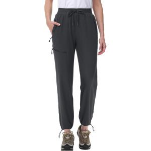 imageMAGCOMSEN Womens Hiking Pants UPF 50 Water Resistant Quick Dry Lightweight Elastic Waist Cargo Pants with 4 PocketsDark Grey