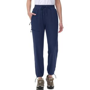 imageMAGCOMSEN Womens Hiking Pants UPF 50 Water Resistant Quick Dry Lightweight Elastic Waist Cargo Pants with 4 PocketsNavy