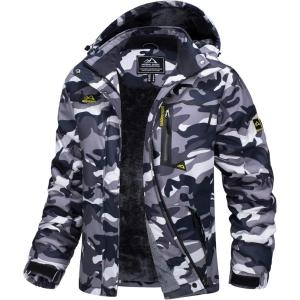 imageMAGCOMSEN Womens Ski Jacket Waterproof Insulated Snow Jacket Warm Windproof Winter Coats with Hood Fleece Lined JacketBlack Camo