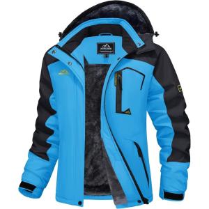 imageMAGCOMSEN Womens Ski Jacket Waterproof Insulated Snow Jacket Warm Windproof Winter Coats with Hood Fleece Lined JacketBlue Black