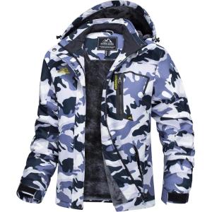 imageMAGCOMSEN Womens Ski Jacket Waterproof Insulated Snow Jacket Warm Windproof Winter Coats with Hood Fleece Lined JacketGrey Camo