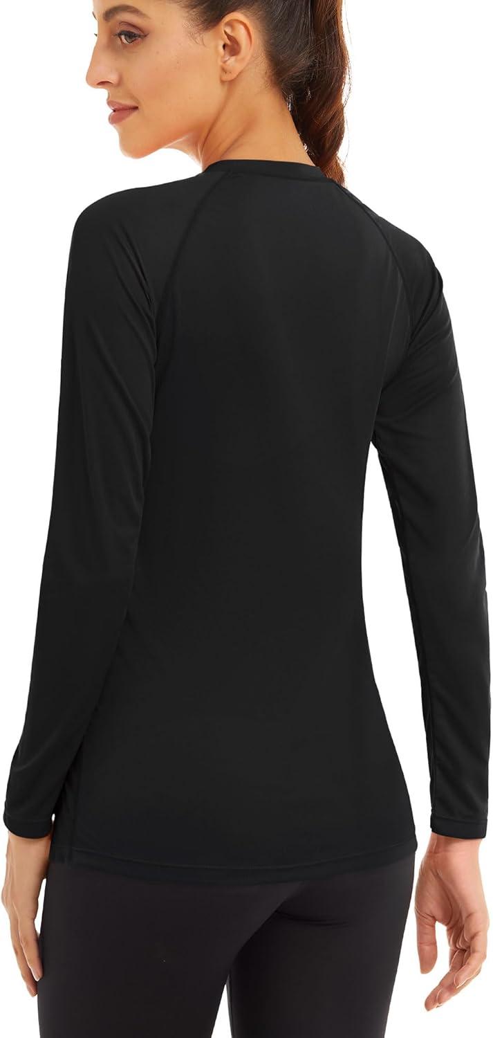 imageMAGCOMSEN Womens 2 Pack Long Sleeve Shirts UPF 50 Sun Protection Quick Dry Swim Shirt for Rash Guard Fishing Workout2 Packblack black