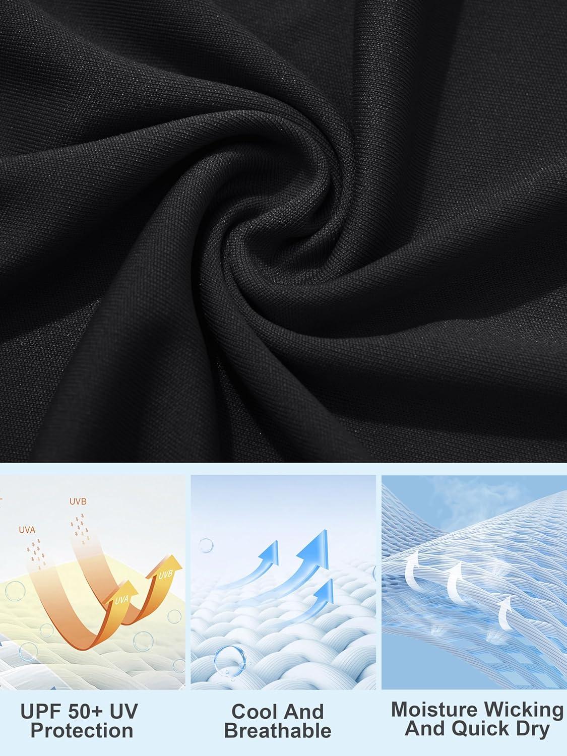 imageMAGCOMSEN Womens 2 Pack Long Sleeve Shirts UPF 50 Sun Protection Quick Dry Swim Shirt for Rash Guard Fishing Workout2 Packblack black