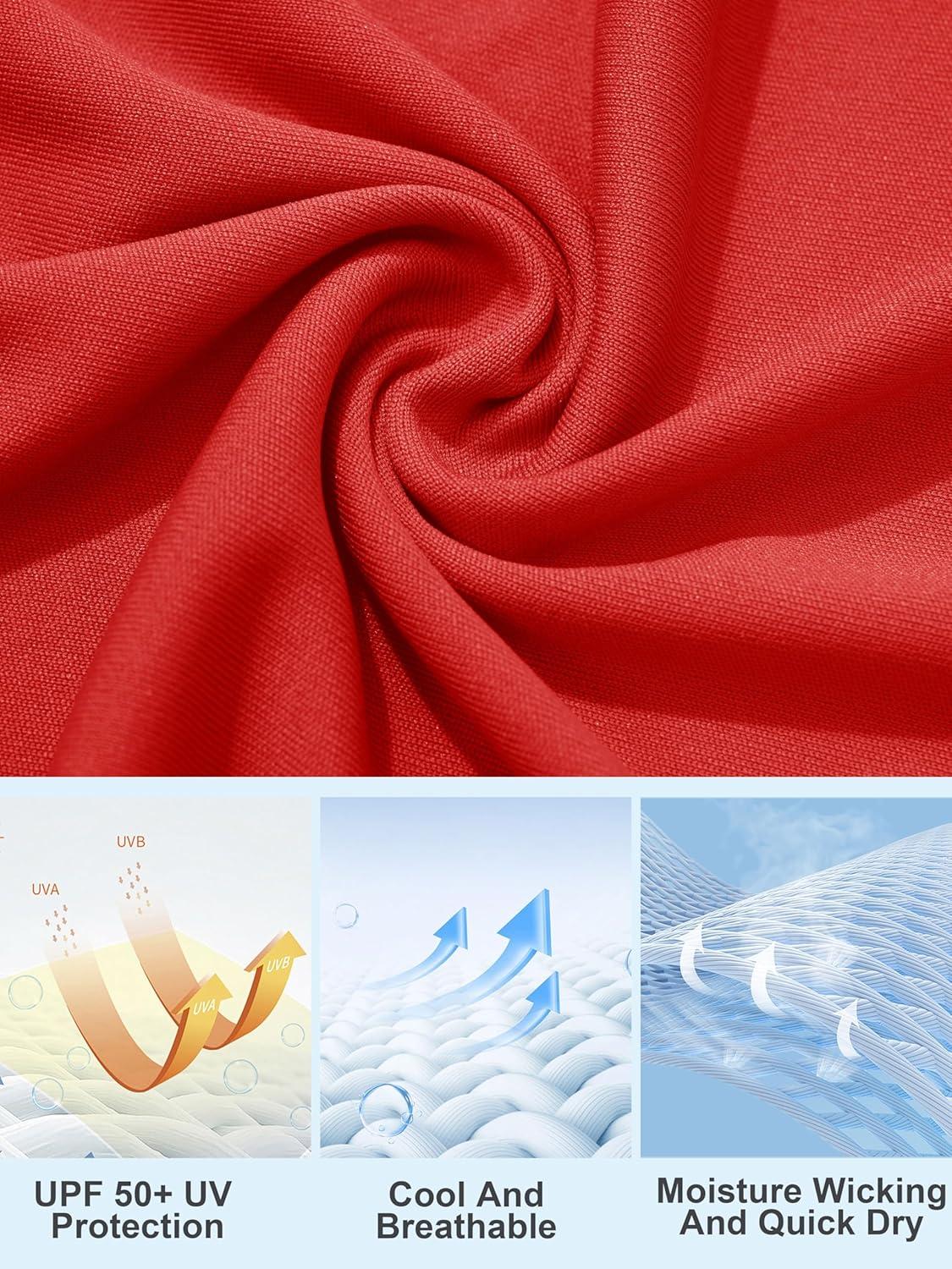 imageMAGCOMSEN Womens 2 Pack Long Sleeve Shirts UPF 50 Sun Protection Quick Dry Swim Shirt for Rash Guard Fishing Workout2 Packblack tomato Red