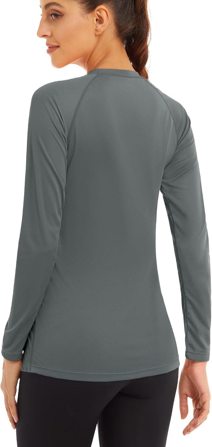 imageMAGCOMSEN Womens 2 Pack Long Sleeve Shirts UPF 50 Sun Protection Quick Dry Swim Shirt for Rash Guard Fishing Workout2 Packdark Grey white
