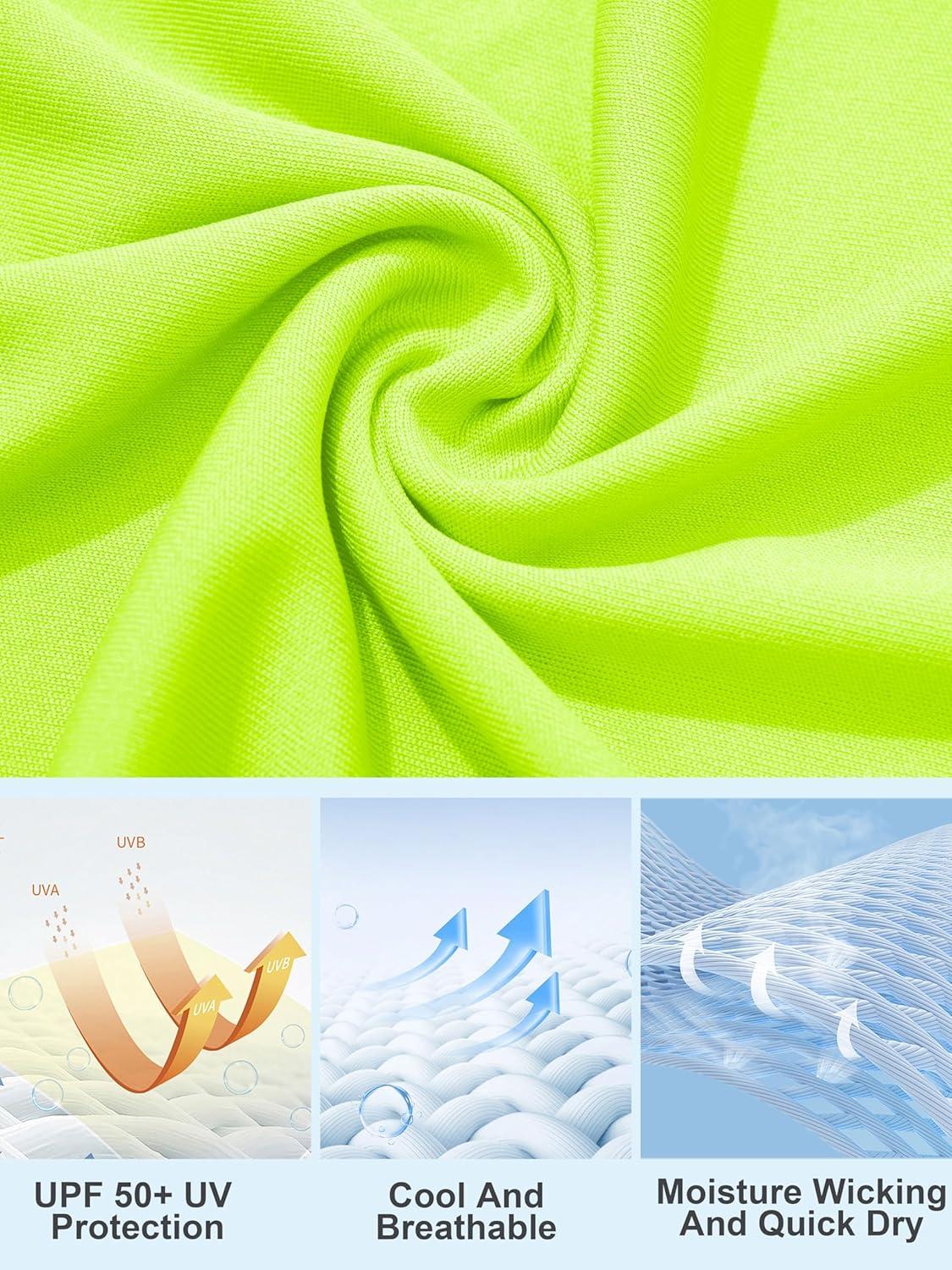 imageMAGCOMSEN Womens 2 Pack Long Sleeve Shirts UPF 50 Sun Protection Quick Dry Swim Shirt for Rash Guard Fishing Workout2 Packwhite fluorescent Green