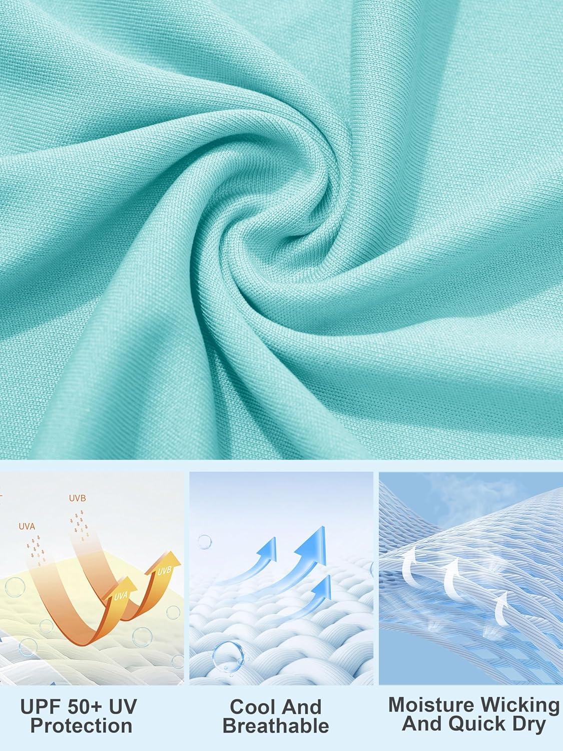 imageMAGCOMSEN Womens 2 Pack Long Sleeve Shirts UPF 50 Sun Protection Quick Dry Swim Shirt for Rash Guard Fishing Workout2 Packwhite light Blue