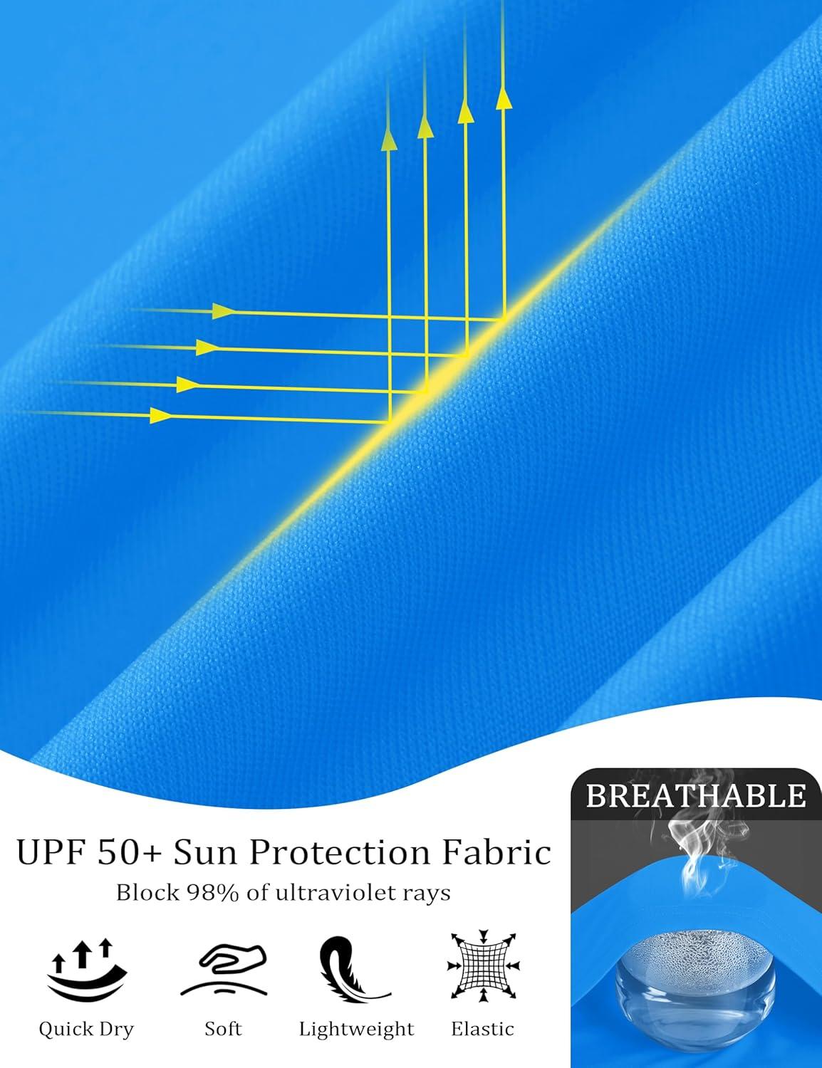 imageMAGCOMSEN Womens Long Sleeve Shirts Sun Protection Half 12 Zip Pullover Rash Guard Quick Dry Hiking Golf Workout TopsAzure