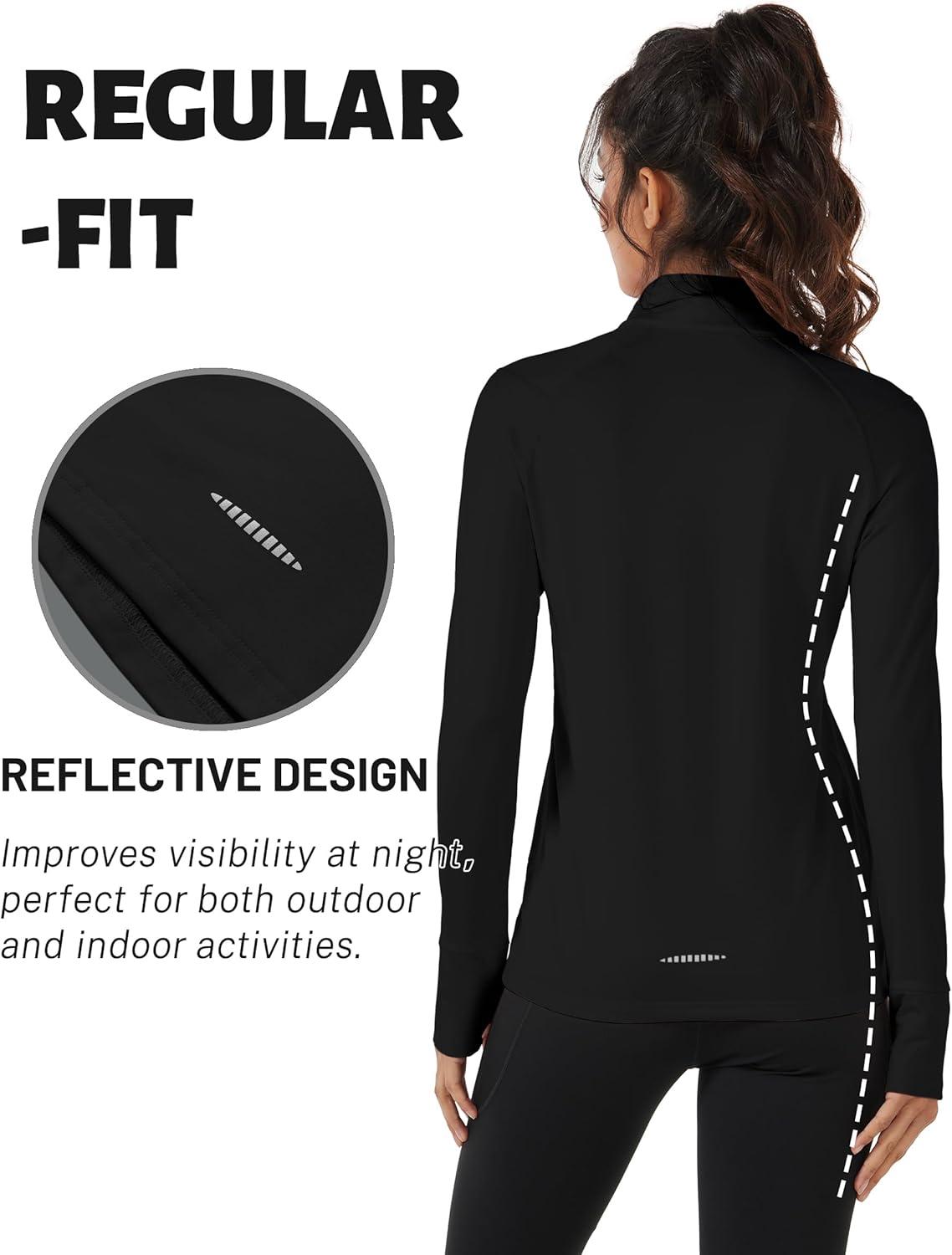 imageTACVASEN Womens Fleece Pullover Quarter Zip Sweatshirt Thermal Shirts Long Sleeve Athletic TopsBlack