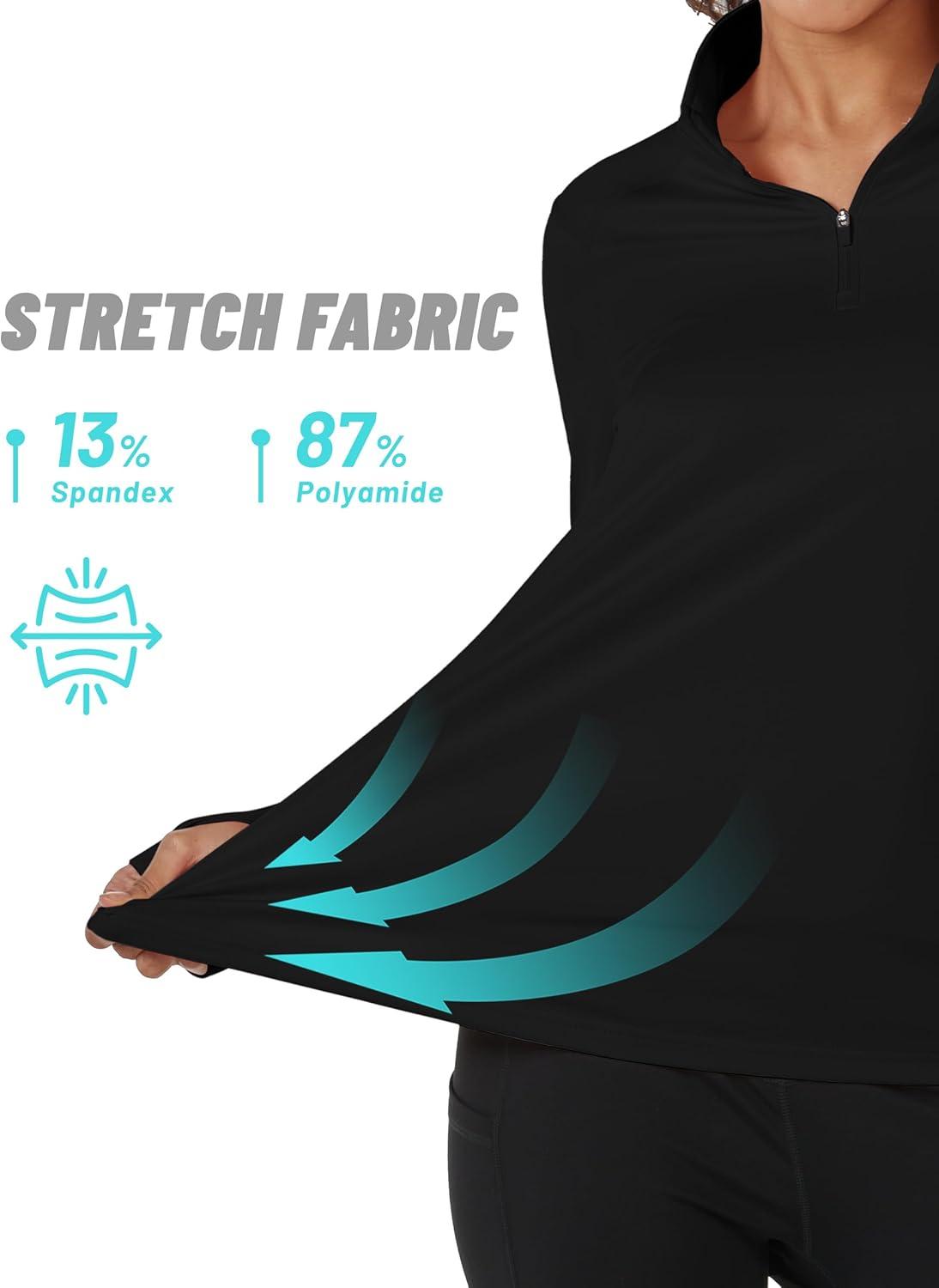 imageTACVASEN Womens Fleece Pullover Quarter Zip Sweatshirt Thermal Shirts Long Sleeve Athletic TopsBlack