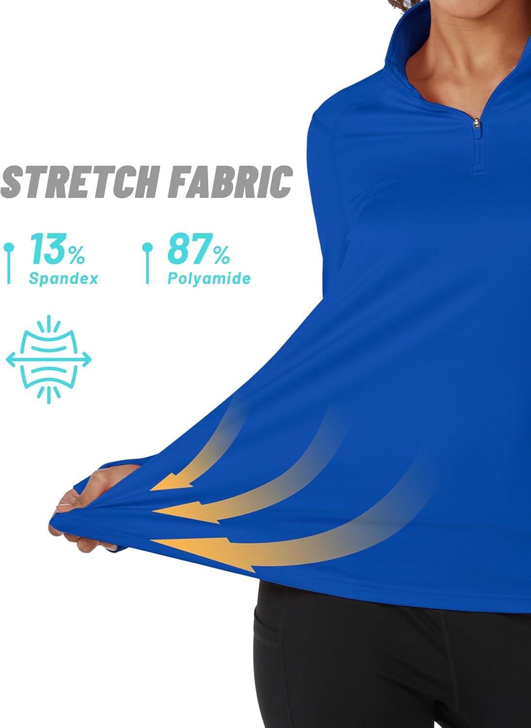 imageTACVASEN Womens Fleece Pullover Quarter Zip Sweatshirt Thermal Shirts Long Sleeve Athletic TopsColoured Blue