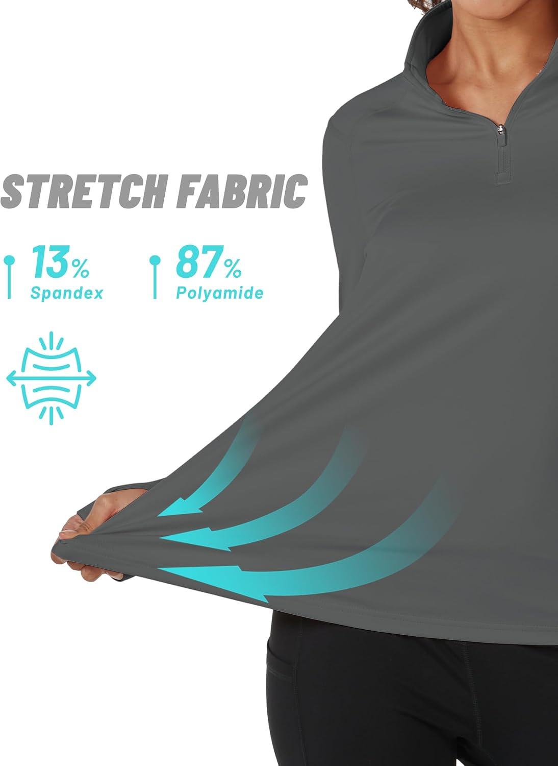 imageTACVASEN Womens Fleece Pullover Quarter Zip Sweatshirt Thermal Shirts Long Sleeve Athletic TopsDark Grey