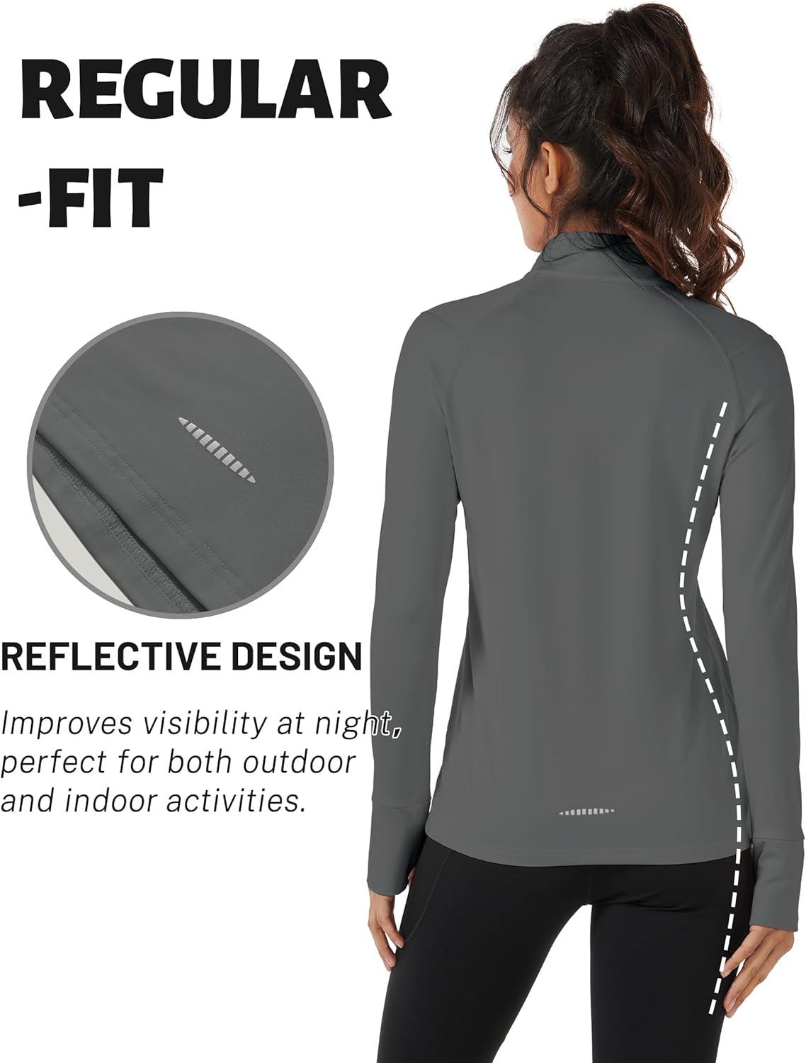 imageTACVASEN Womens Fleece Pullover Quarter Zip Sweatshirt Thermal Shirts Long Sleeve Athletic TopsDark Grey