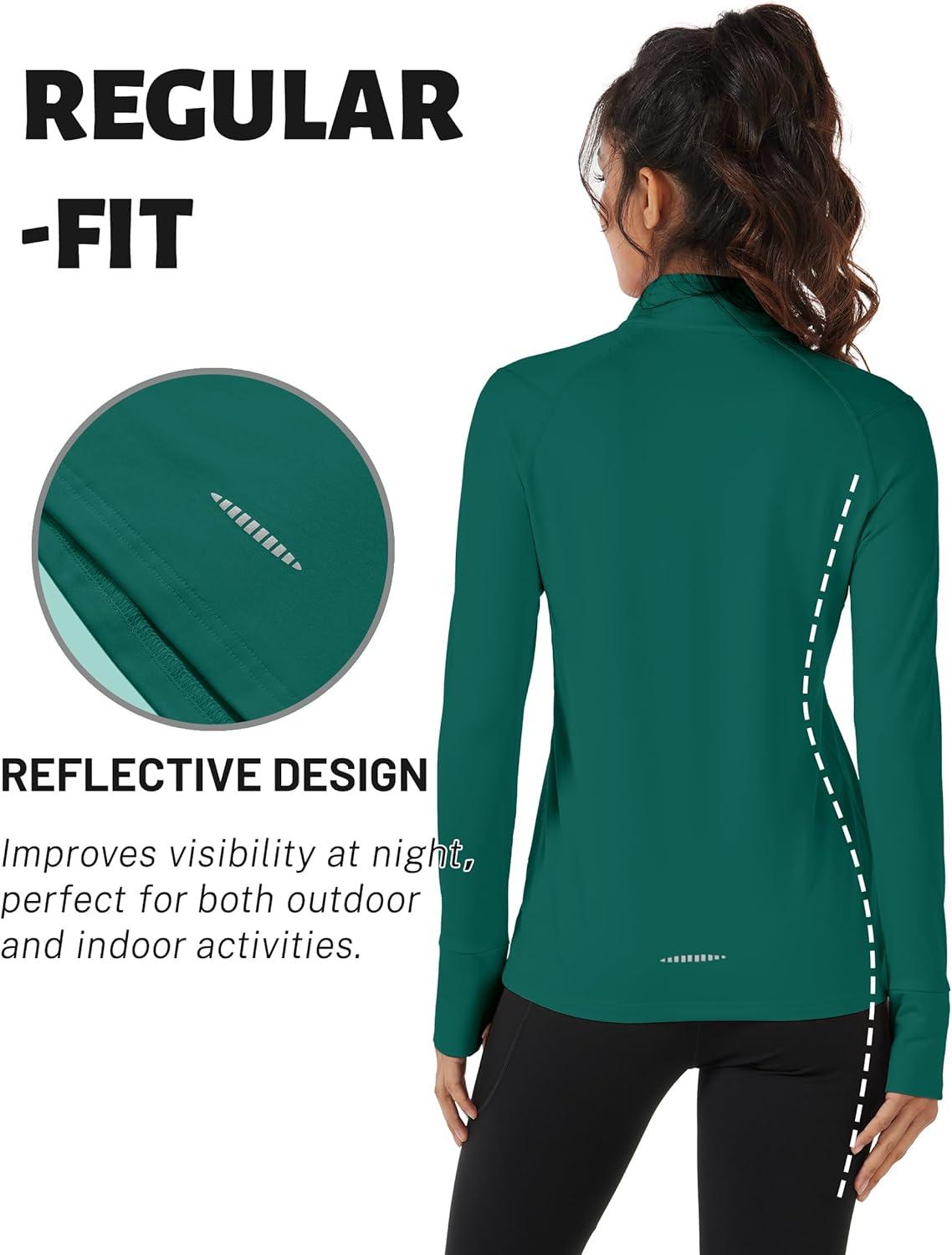 imageTACVASEN Womens Fleece Pullover Quarter Zip Sweatshirt Thermal Shirts Long Sleeve Athletic TopsE Green