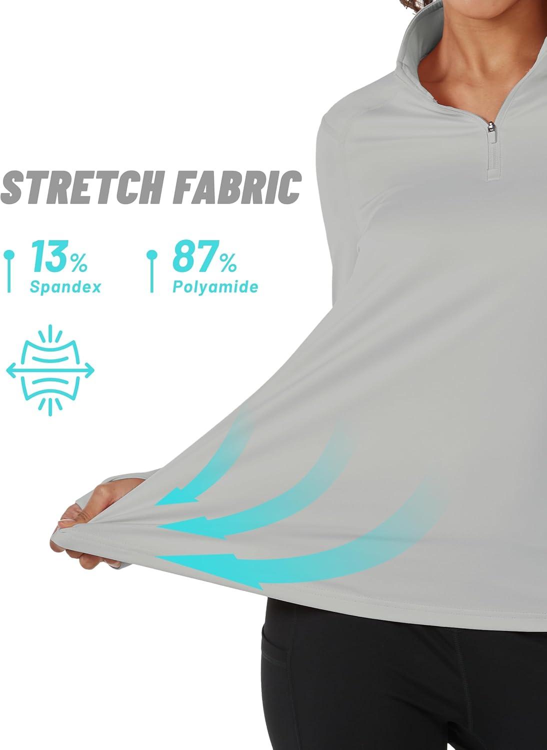 imageTACVASEN Womens Fleece Pullover Quarter Zip Sweatshirt Thermal Shirts Long Sleeve Athletic TopsLight Grey