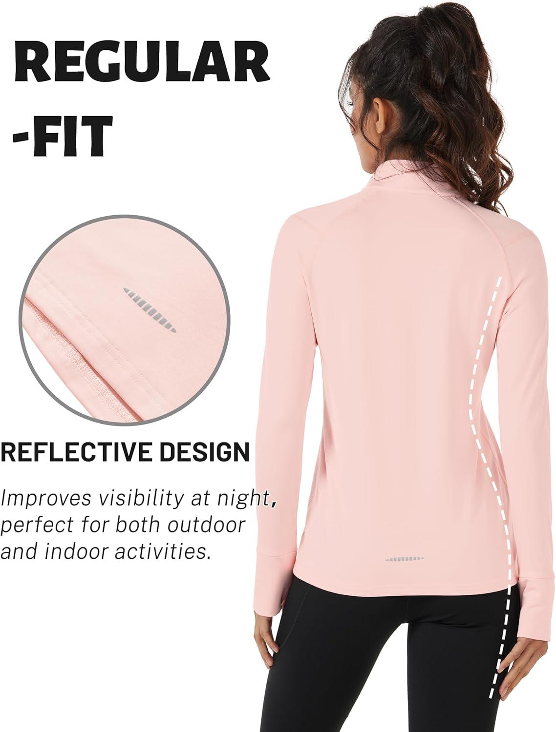 imageTACVASEN Womens Fleece Pullover Quarter Zip Sweatshirt Thermal Shirts Long Sleeve Athletic TopsLight Pink