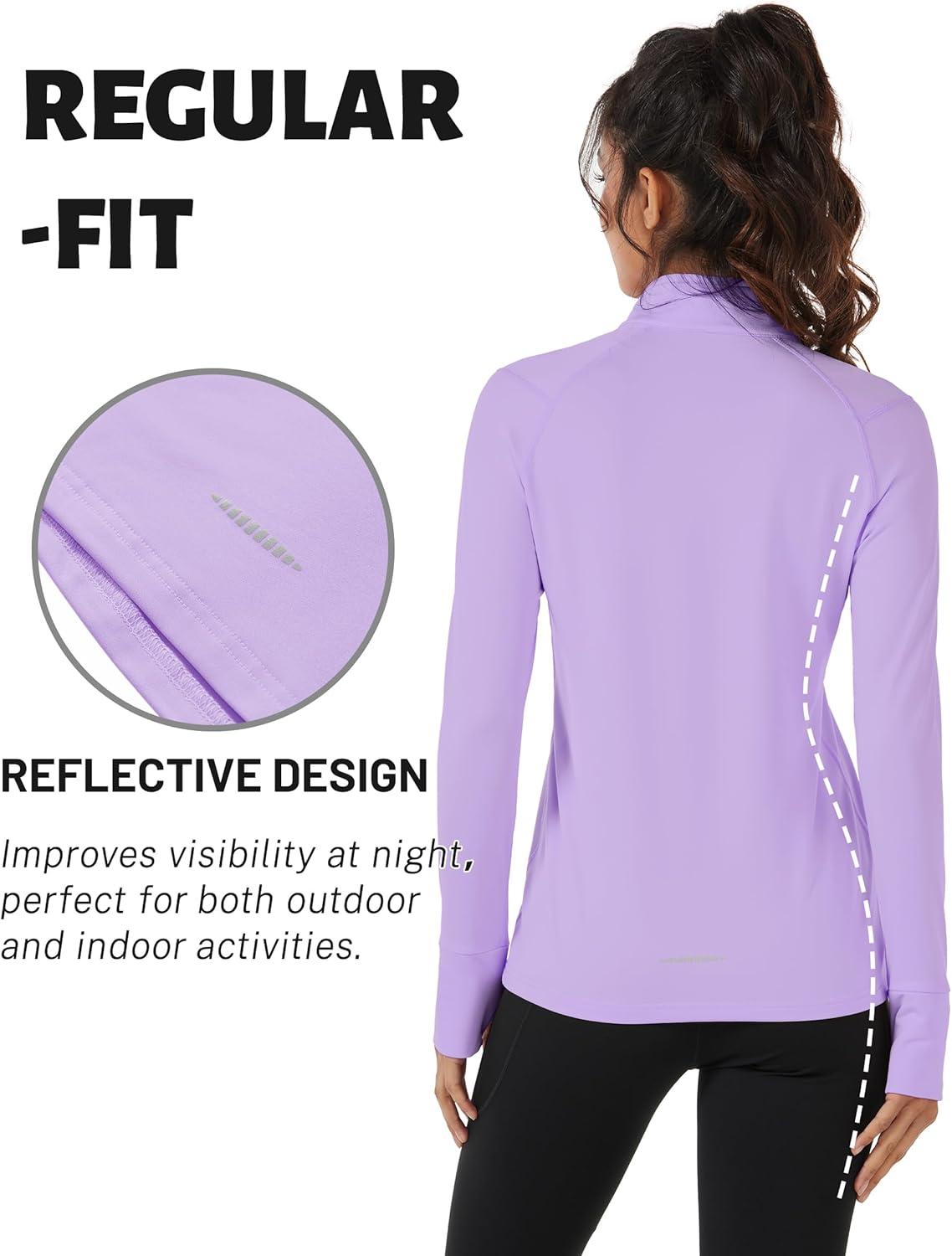 imageTACVASEN Womens Fleece Pullover Quarter Zip Sweatshirt Thermal Shirts Long Sleeve Athletic TopsLight Purple