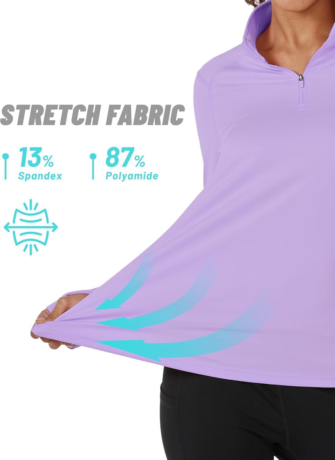 imageTACVASEN Womens Fleece Pullover Quarter Zip Sweatshirt Thermal Shirts Long Sleeve Athletic TopsLight Purple