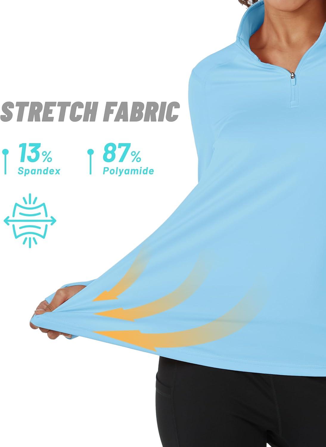 imageTACVASEN Womens Fleece Pullover Quarter Zip Sweatshirt Thermal Shirts Long Sleeve Athletic TopsLight Sky Blue