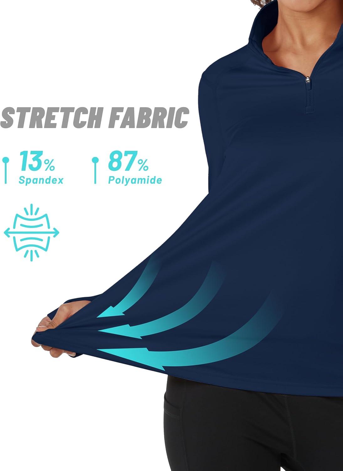 imageTACVASEN Womens Fleece Pullover Quarter Zip Sweatshirt Thermal Shirts Long Sleeve Athletic TopsNavy