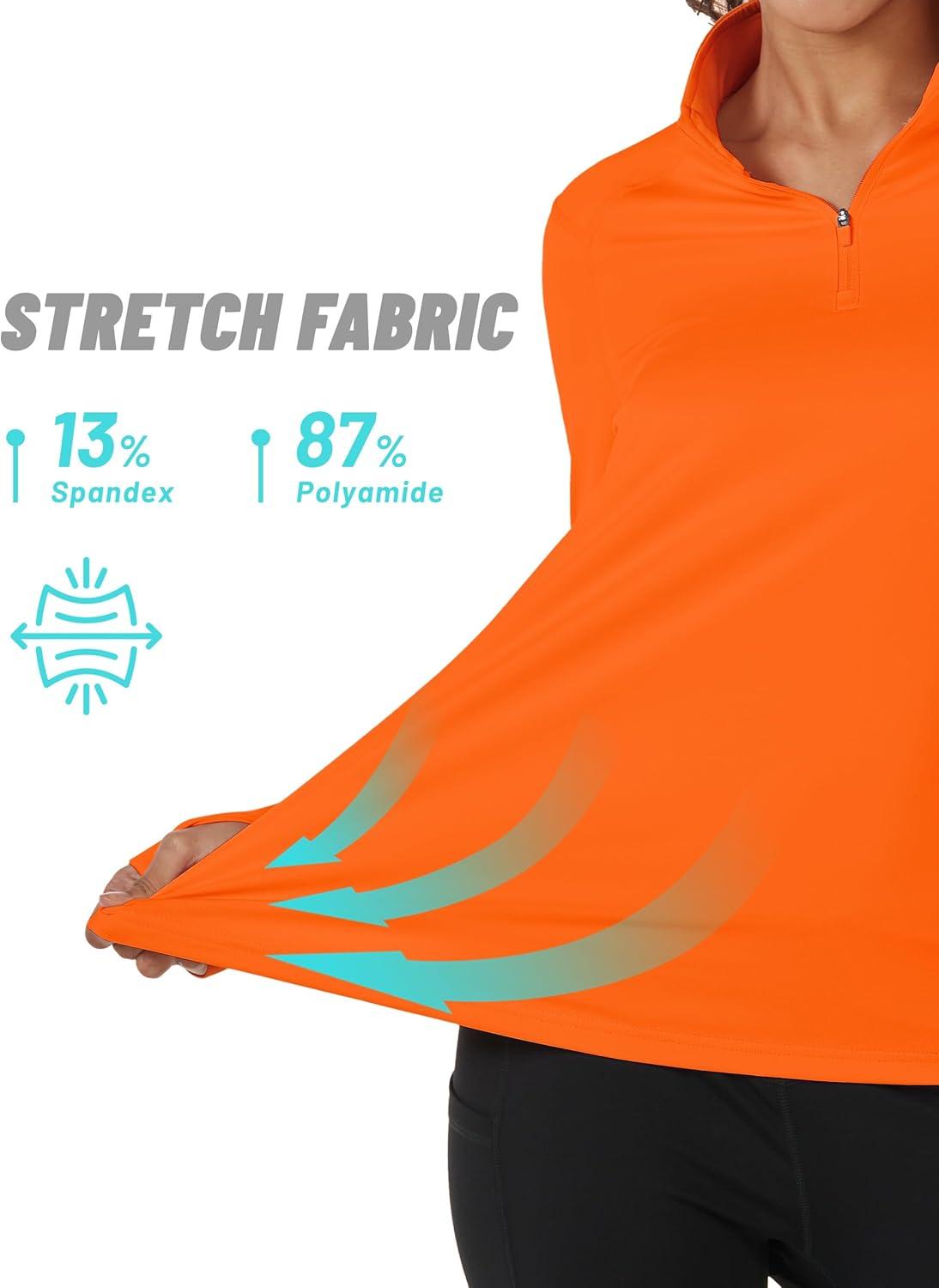 imageTACVASEN Womens Fleece Pullover Quarter Zip Sweatshirt Thermal Shirts Long Sleeve Athletic TopsOrange