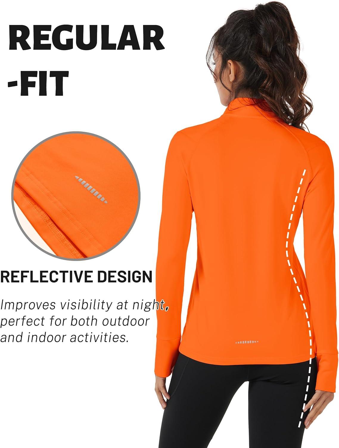 imageTACVASEN Womens Fleece Pullover Quarter Zip Sweatshirt Thermal Shirts Long Sleeve Athletic TopsOrange