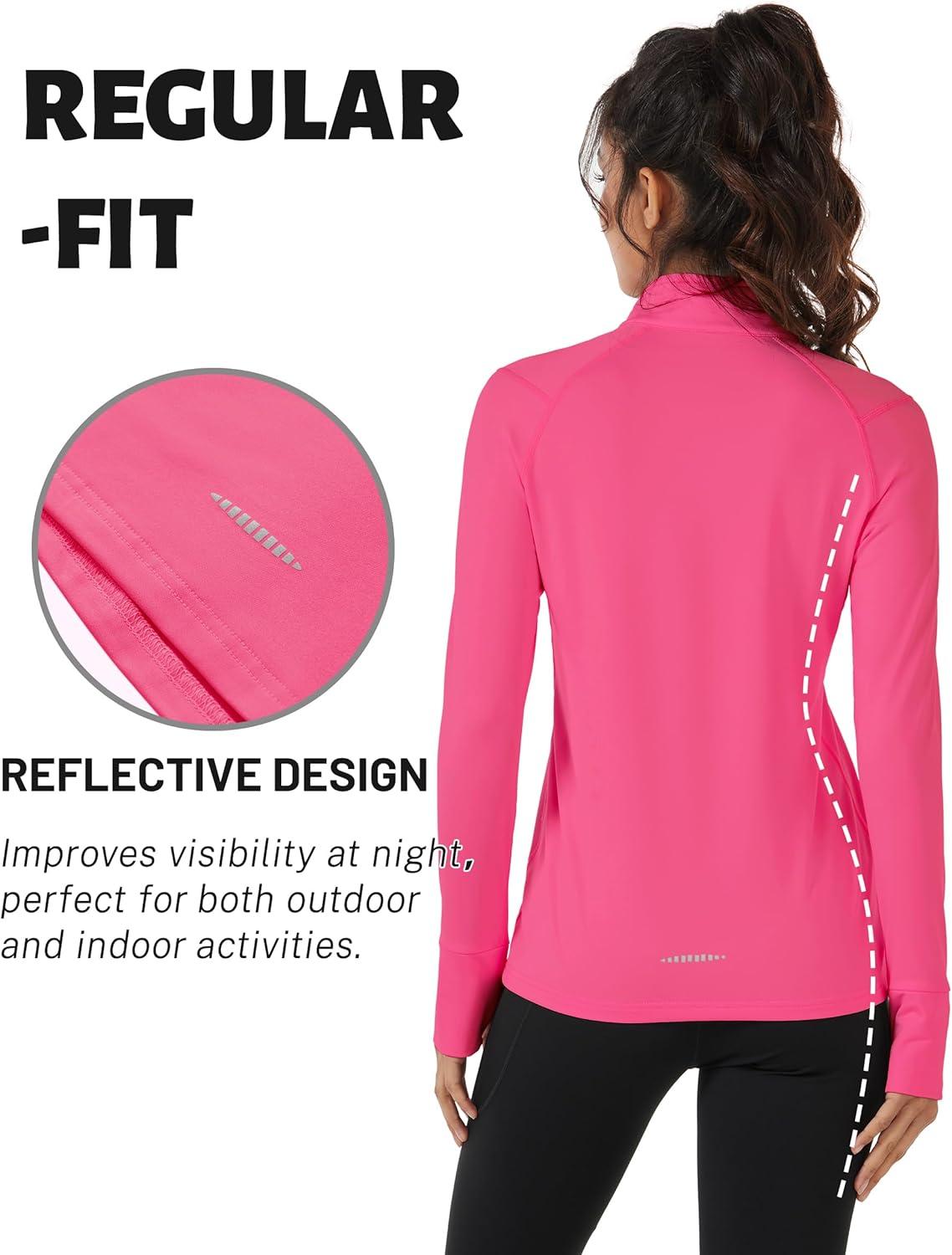 imageTACVASEN Womens Fleece Pullover Quarter Zip Sweatshirt Thermal Shirts Long Sleeve Athletic TopsRose Red