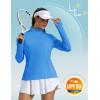 imageMAGCOMSEN 14 Zip Pullover Women Long Sleeve Quarter Zip UPF 50 Sun Shirts with Pocket Quick Dry Athletic Workout TopsAzure