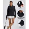 imageMAGCOMSEN 14 Zip Pullover Women Long Sleeve Quarter Zip UPF 50 Sun Shirts with Pocket Quick Dry Athletic Workout TopsBlack