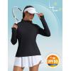 imageMAGCOMSEN 14 Zip Pullover Women Long Sleeve Quarter Zip UPF 50 Sun Shirts with Pocket Quick Dry Athletic Workout TopsBlack