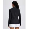 imageMAGCOMSEN 14 Zip Pullover Women Long Sleeve Quarter Zip UPF 50 Sun Shirts with Pocket Quick Dry Athletic Workout TopsBlack