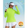 imageMAGCOMSEN 14 Zip Pullover Women Long Sleeve Quarter Zip UPF 50 Sun Shirts with Pocket Quick Dry Athletic Workout TopsFluorescent Green