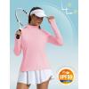 imageMAGCOMSEN 14 Zip Pullover Women Long Sleeve Quarter Zip UPF 50 Sun Shirts with Pocket Quick Dry Athletic Workout TopsLight Pink