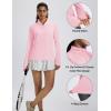 imageMAGCOMSEN 14 Zip Pullover Women Long Sleeve Quarter Zip UPF 50 Sun Shirts with Pocket Quick Dry Athletic Workout TopsLight Pink