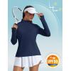 imageMAGCOMSEN 14 Zip Pullover Women Long Sleeve Quarter Zip UPF 50 Sun Shirts with Pocket Quick Dry Athletic Workout TopsNavy