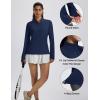 imageMAGCOMSEN 14 Zip Pullover Women Long Sleeve Quarter Zip UPF 50 Sun Shirts with Pocket Quick Dry Athletic Workout TopsNavy