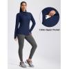 imageMAGCOMSEN 14 Zip Pullover Women Long Sleeve Quarter Zip UPF 50 Sun Shirts with Pocket Quick Dry Athletic Workout TopsNavy