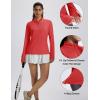 imageMAGCOMSEN 14 Zip Pullover Women Long Sleeve Quarter Zip UPF 50 Sun Shirts with Pocket Quick Dry Athletic Workout TopsRed