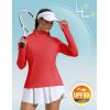imageMAGCOMSEN 14 Zip Pullover Women Long Sleeve Quarter Zip UPF 50 Sun Shirts with Pocket Quick Dry Athletic Workout TopsRed
