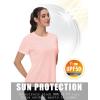 imageMAGCOMSEN 2 Pack Womens Short Sleeve TShirts UPF 50 Workout Running Quick Dry Athletic Rash Guard Swim TopLight PinkLack Blue