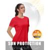 imageMAGCOMSEN 2 Pack Womens Short Sleeve TShirts UPF 50 Workout Running Quick Dry Athletic Rash Guard Swim TopTomato RedBlack