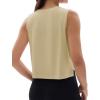 imageMAGCOMSEN Womens Crop Tank Tops Workout Sleeveless Shirts Loose Fit Gym Yoga Top with Side SlitsLight Khaki