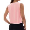 imageMAGCOMSEN Womens Crop Tank Tops Workout Sleeveless Shirts Loose Fit Gym Yoga Top with Side SlitsLight Pink