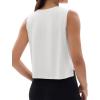 imageMAGCOMSEN Womens Crop Tank Tops Workout Sleeveless Shirts Loose Fit Gym Yoga Top with Side SlitsWhite