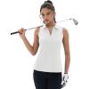 imageMAGCOMSEN Womens Golf Shirt Sleeveless Racerback Polo Shirts Zip Up UPF 50 Quick Dry Tennis Workout Athletic Tank TopsAwhite
