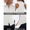 imageMAGCOMSEN Womens Golf Shirt Sleeveless Racerback Polo Shirts Zip Up UPF 50 Quick Dry Tennis Workout Athletic Tank TopsAwhite
