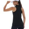 imageMAGCOMSEN Womens Golf Shirt Sleeveless Racerback Polo Shirts Zip Up UPF 50 Quick Dry Tennis Workout Athletic Tank TopsBlack