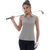 imageMAGCOMSEN Womens Golf Shirt Sleeveless Racerback Polo Shirts Zip Up UPF 50 Quick Dry Tennis Workout Athletic Tank TopsBrightgray