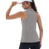 imageMAGCOMSEN Womens Golf Shirt Sleeveless Racerback Polo Shirts Zip Up UPF 50 Quick Dry Tennis Workout Athletic Tank TopsBrightgray