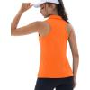 imageMAGCOMSEN Womens Golf Shirt Sleeveless Racerback Polo Shirts Zip Up UPF 50 Quick Dry Tennis Workout Athletic Tank TopsFlorange